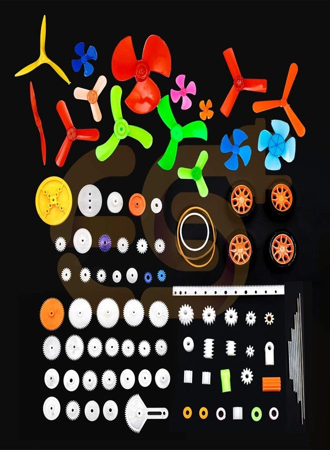 Electronicspices Electronic Spices Combo of 93 Pcs DIY Plastic Gear | Pulley | Fan Propeller Set for RC Toys For Science Projects & Robotics - Image 1